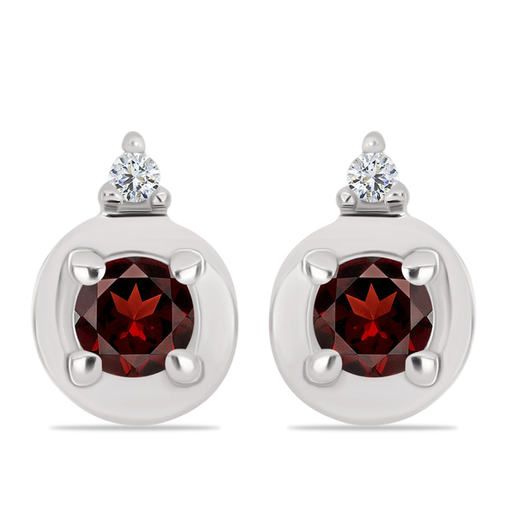 Ezüst Fülbevaló Barton Gránáttal és Fehér Topázzal