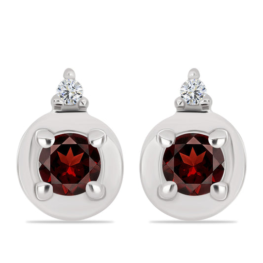 Ezüst Fülbevaló Barton Gránáttal és Fehér Topázzal