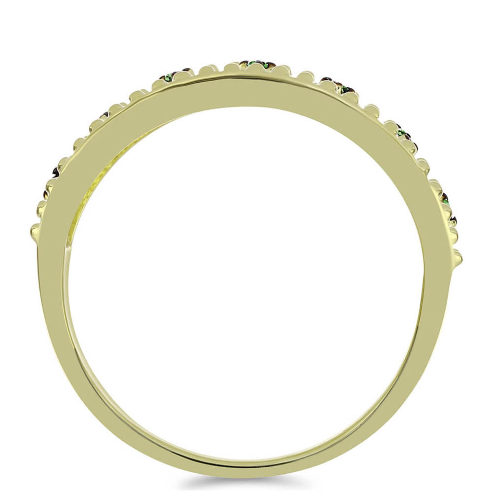 Arannyal Bevont Ezüst Gyűrű Zöld Gyémánttal 2 