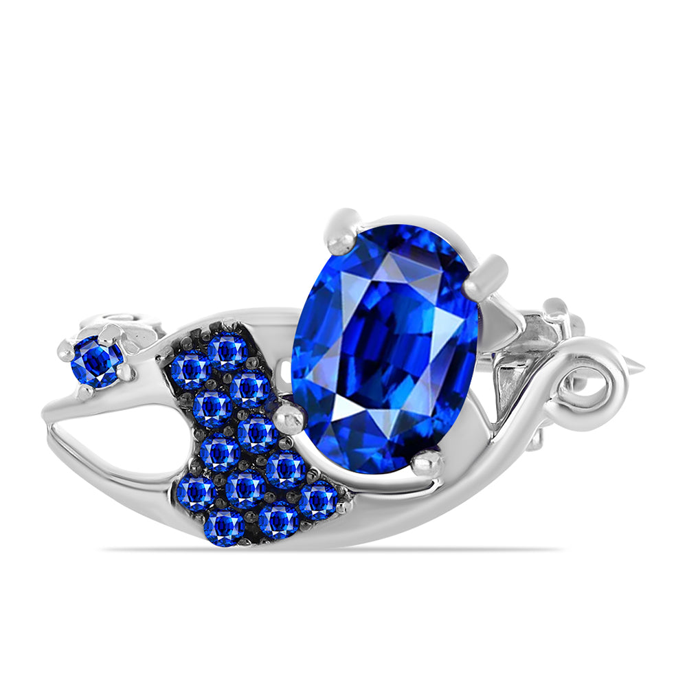 Ezüst Bross Ausztrál Kék Zafírral