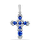 Kereszt Ezüst Medál Ausztrál Kék Zafírral és Fehér Topázzal