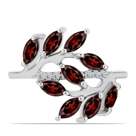 Ezüst Gyűrű Barton Gránáttal és Fehér Topázzal