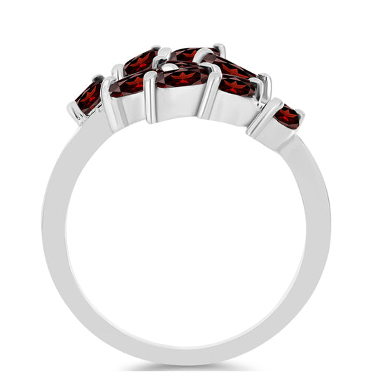 Ezüst Gyűrű Barton Gránáttal és Fehér Topázzal