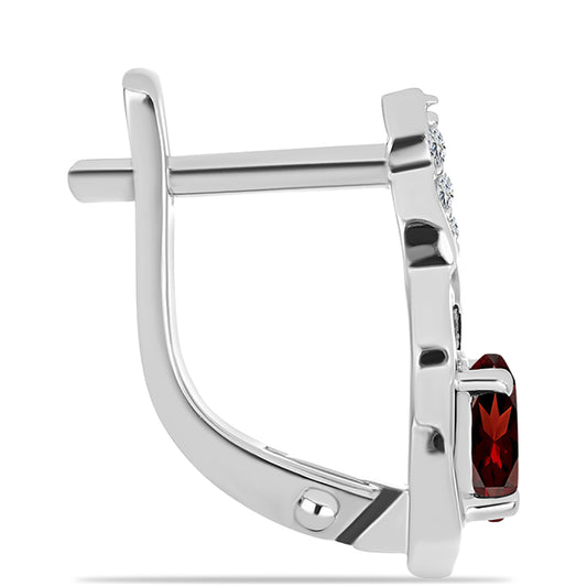 Ezüst Fülbevaló Barton Gránáttal és Fehér Topázzal