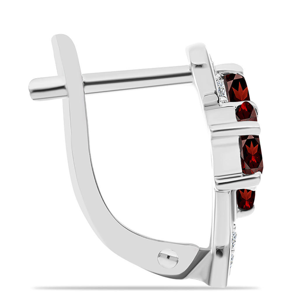 Ezüst Fülbevaló Barton Gránáttal és Fehér Topázzal 2 