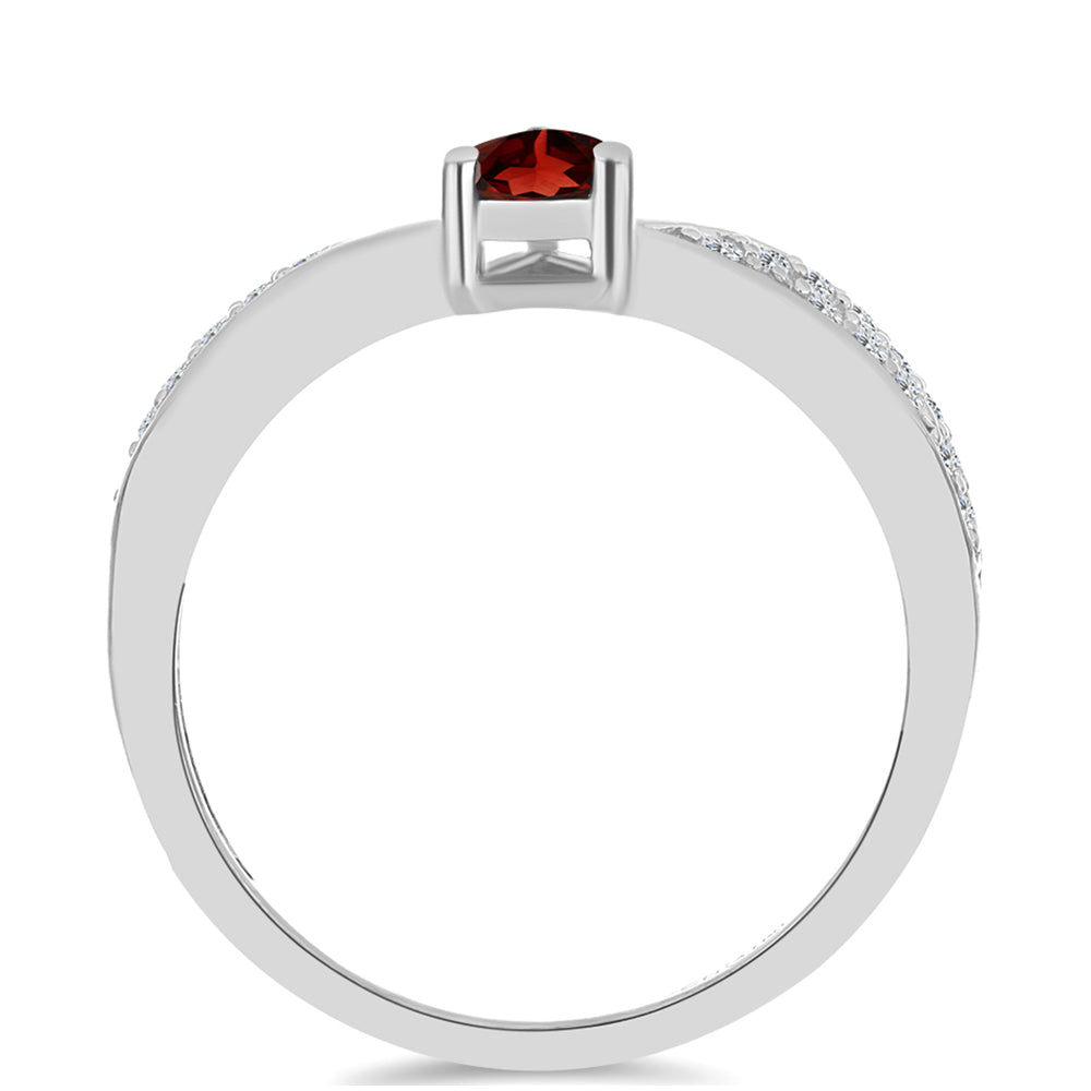 Ezüst Gyűrű Barton Gránáttal és Fehér Topázzal