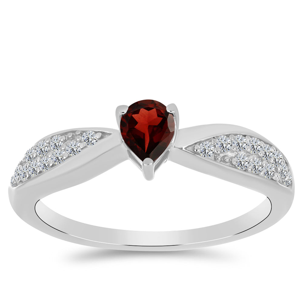 Ezüst Gyűrű Barton Gránáttal és Fehér Topázzal 3 