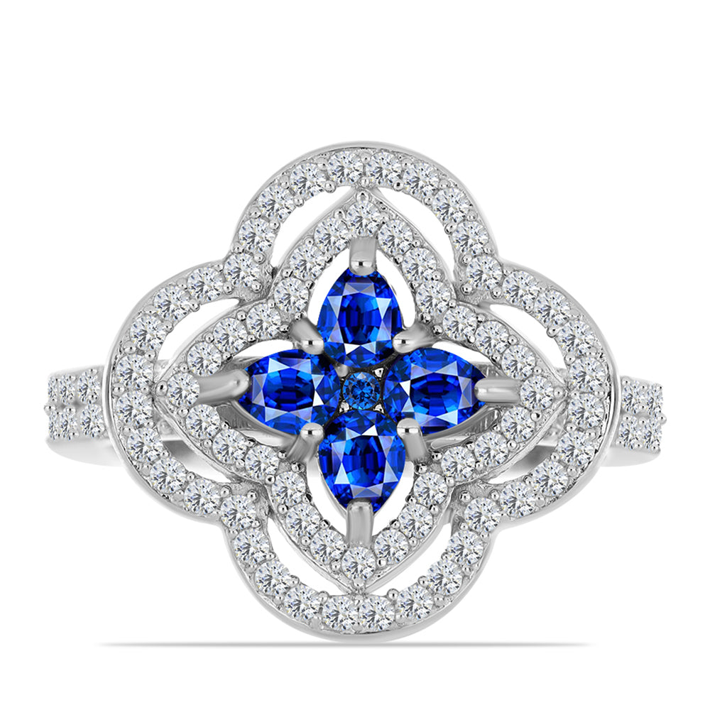 Ezüst Gyűrű Ausztrál Kék Zafírral és Fehér Topázzal 1 
