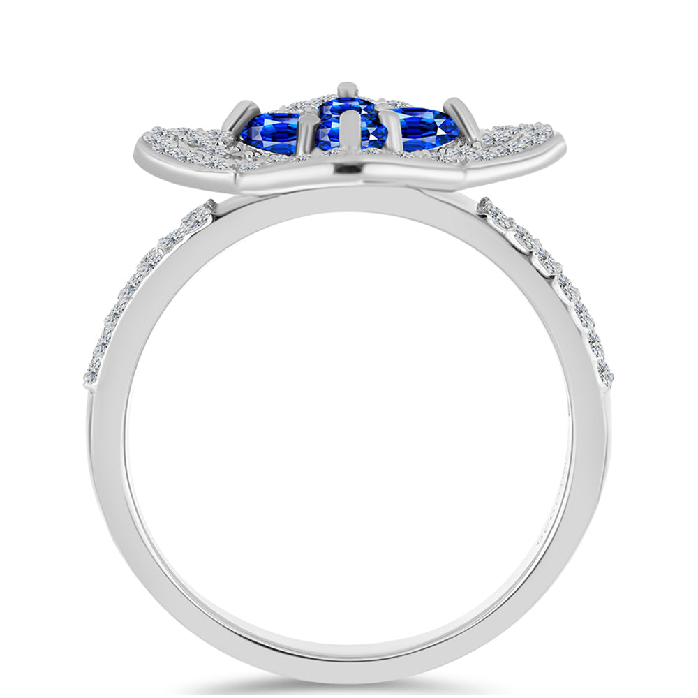 Ezüst Gyűrű Ausztrál Kék Zafírral és Fehér Topázzal