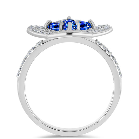 Ezüst Gyűrű Ausztrál Kék Zafírral és Fehér Topázzal