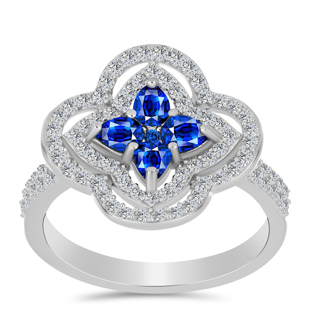 Ezüst Gyűrű Ausztrál Kék Zafírral és Fehér Topázzal