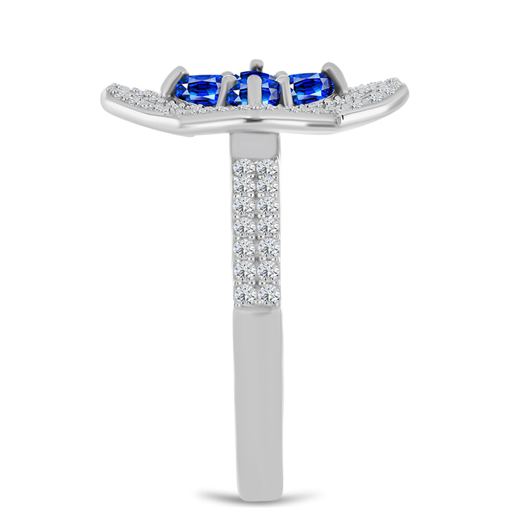 Ezüst Gyűrű Ausztrál Kék Zafírral és Fehér Topázzal 4 