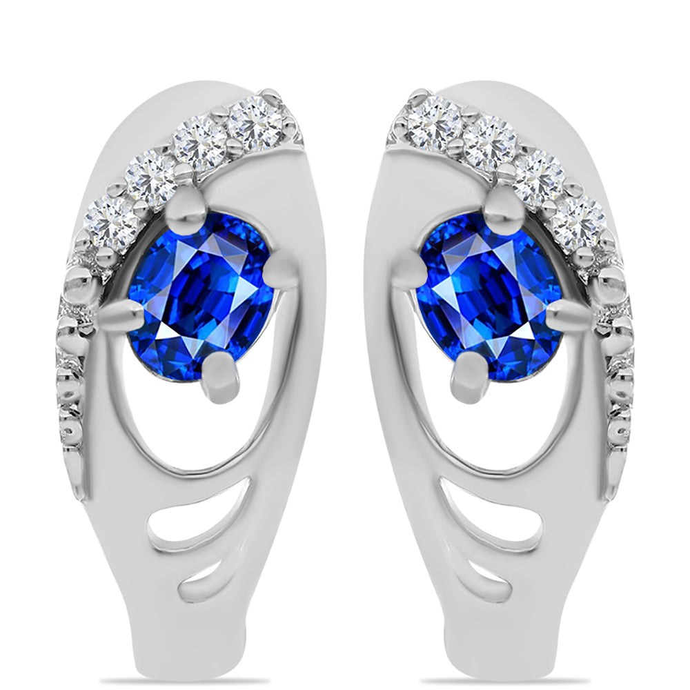 Ezüst Fülbevaló Ausztrál Kék Zafírral és Fehér Topázzal 1 