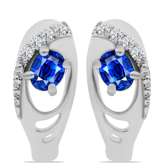 Ezüst Fülbevaló Ausztrál Kék Zafírral és Fehér Topázzal