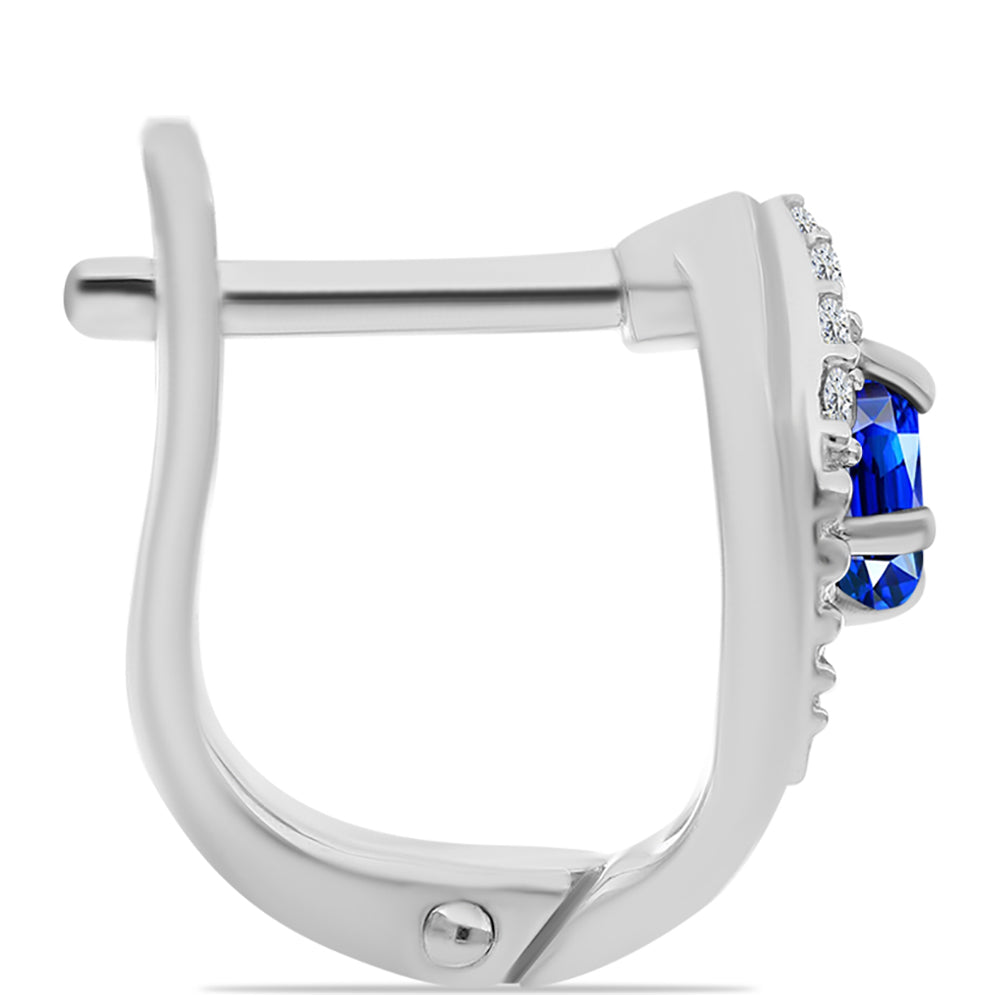 Ezüst Fülbevaló Ausztrál Kék Zafírral és Fehér Topázzal 2 