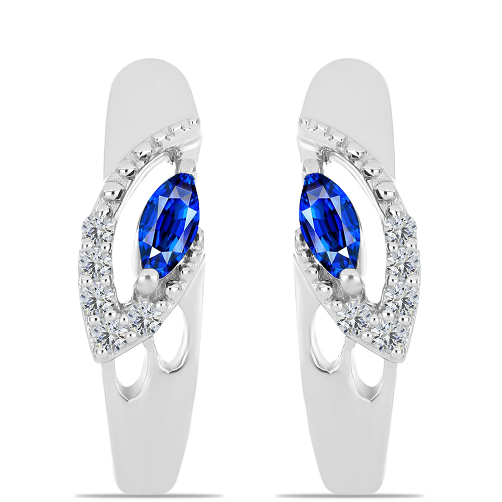 Ezüst Fülbevaló Ausztrál Kék Zafírral és Fehér Topázzal