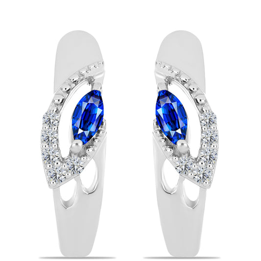 Ezüst Fülbevaló Ausztrál Kék Zafírral és Fehér Topázzal