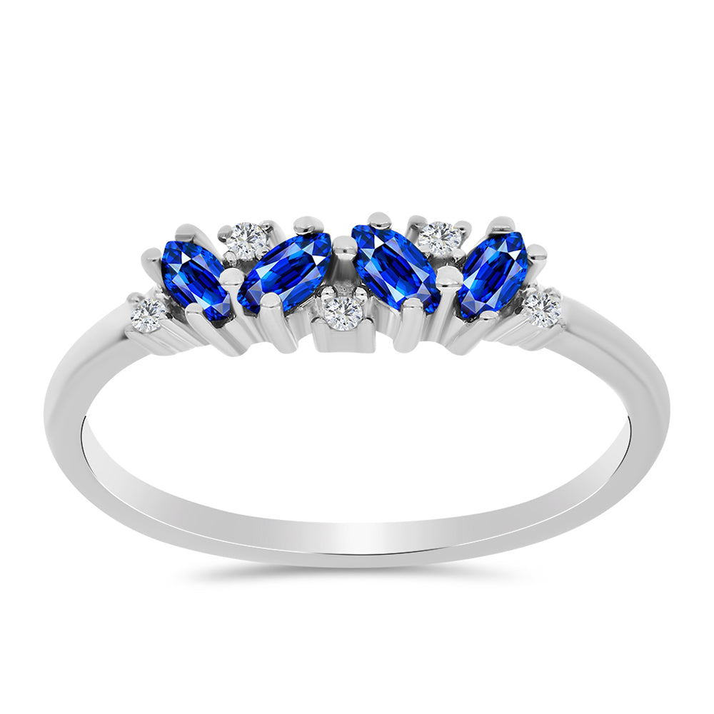 Ezüst Gyűrű Ausztrál Kék Zafírral és Fehér Topázzal 3 