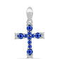Kereszt Ezüst Medál Ausztrál Kék Zafírral és Fehér Topázzal