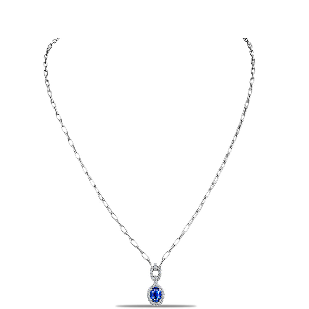 Ezüst Nyaklánc Ausztrál Kék Zafírral és Fehér Topázzal 1 
