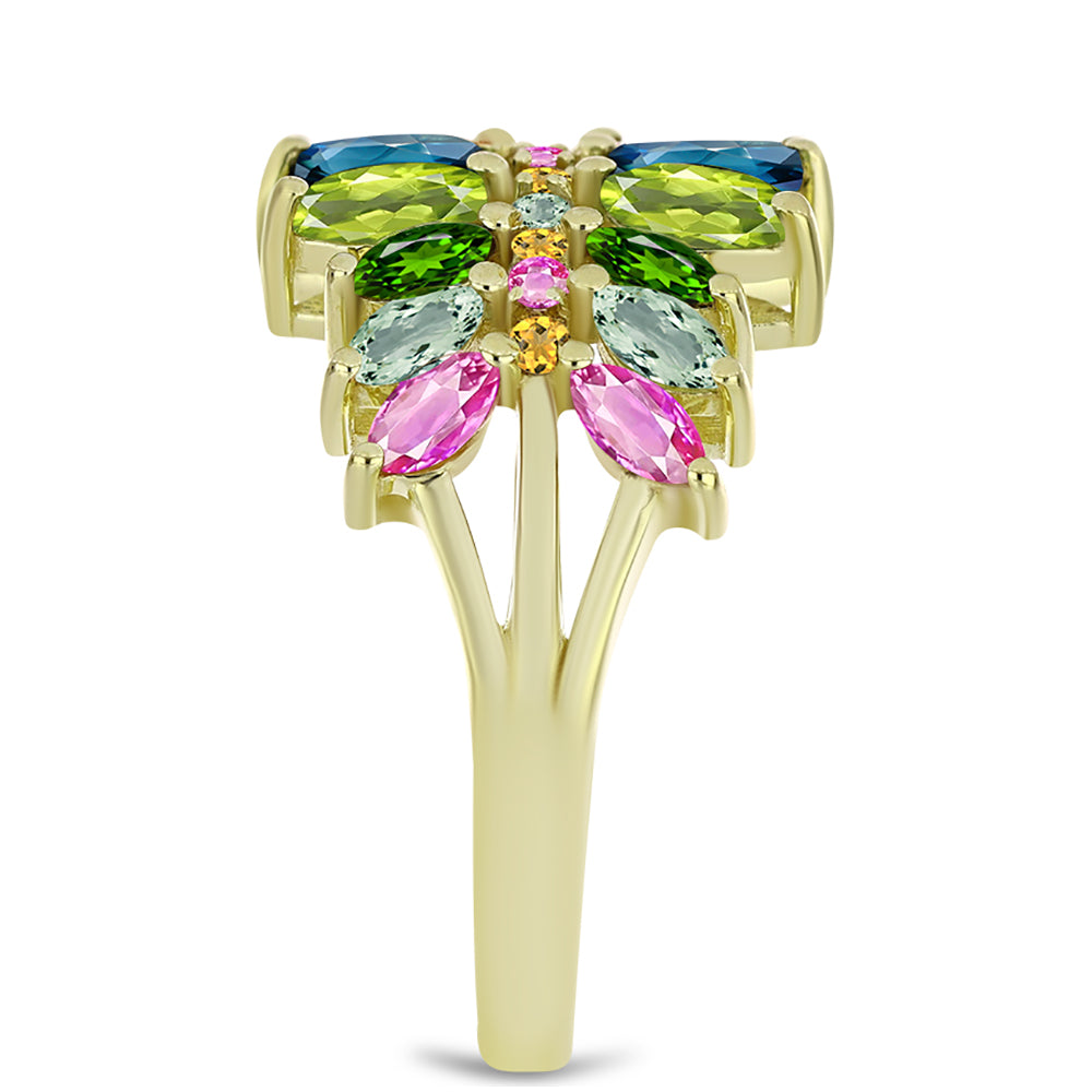 Arannyal Bevont Ezüst Gyűrű Csakra Tourmalinnal