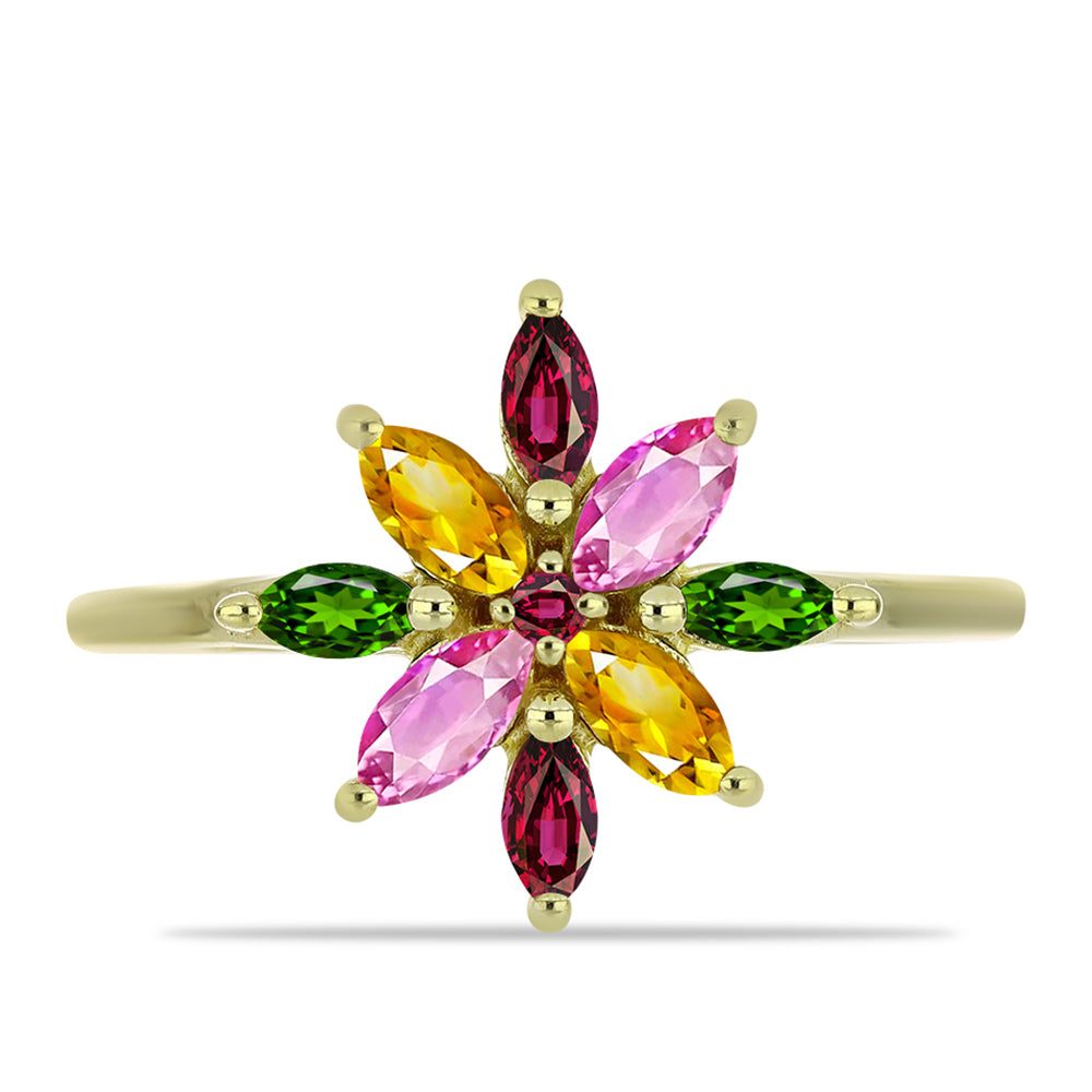 Arannyal Bevont Ezüst Gyűrű Csakra Tourmalinnal 1 