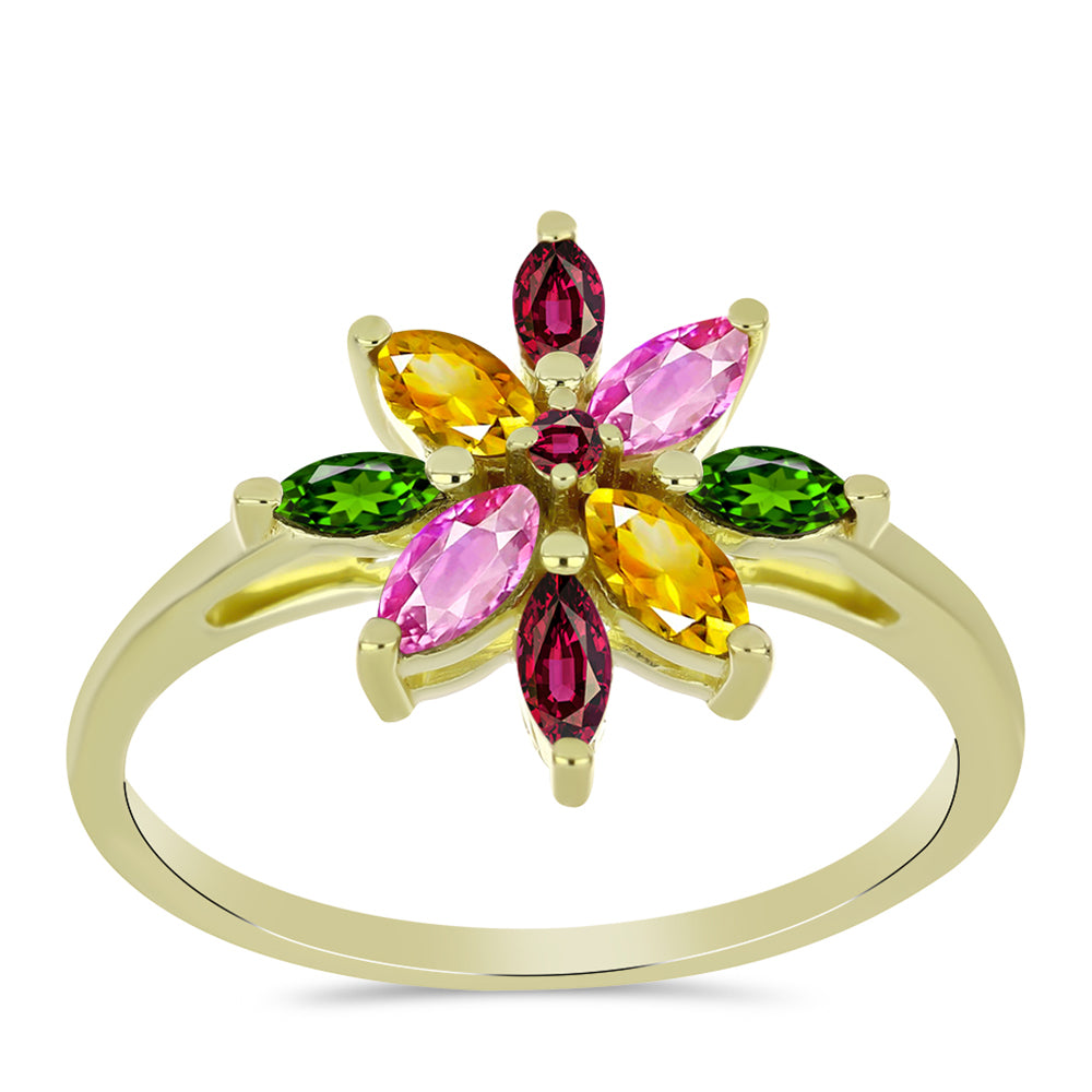 Arannyal Bevont Ezüst Gyűrű Csakra Tourmalinnal