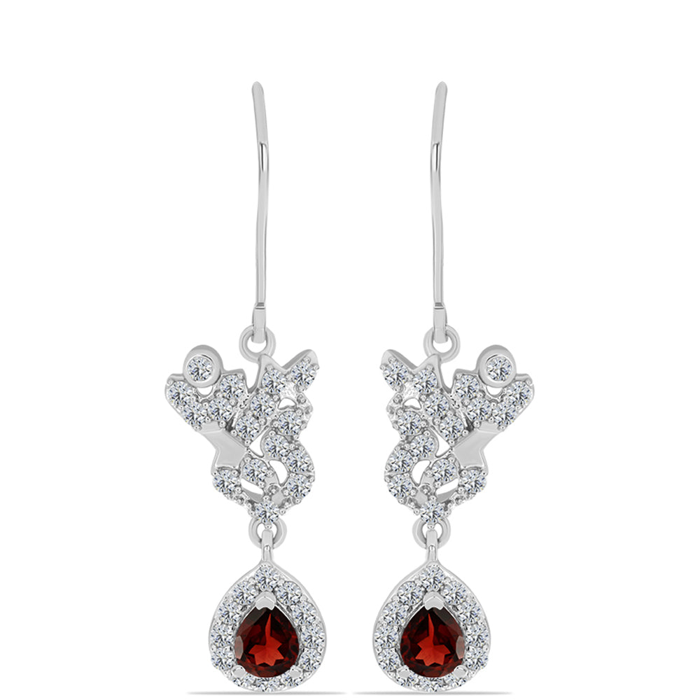 Ezüst Fülbevaló Barton Gránáttal és Fehér Topázzal 1 