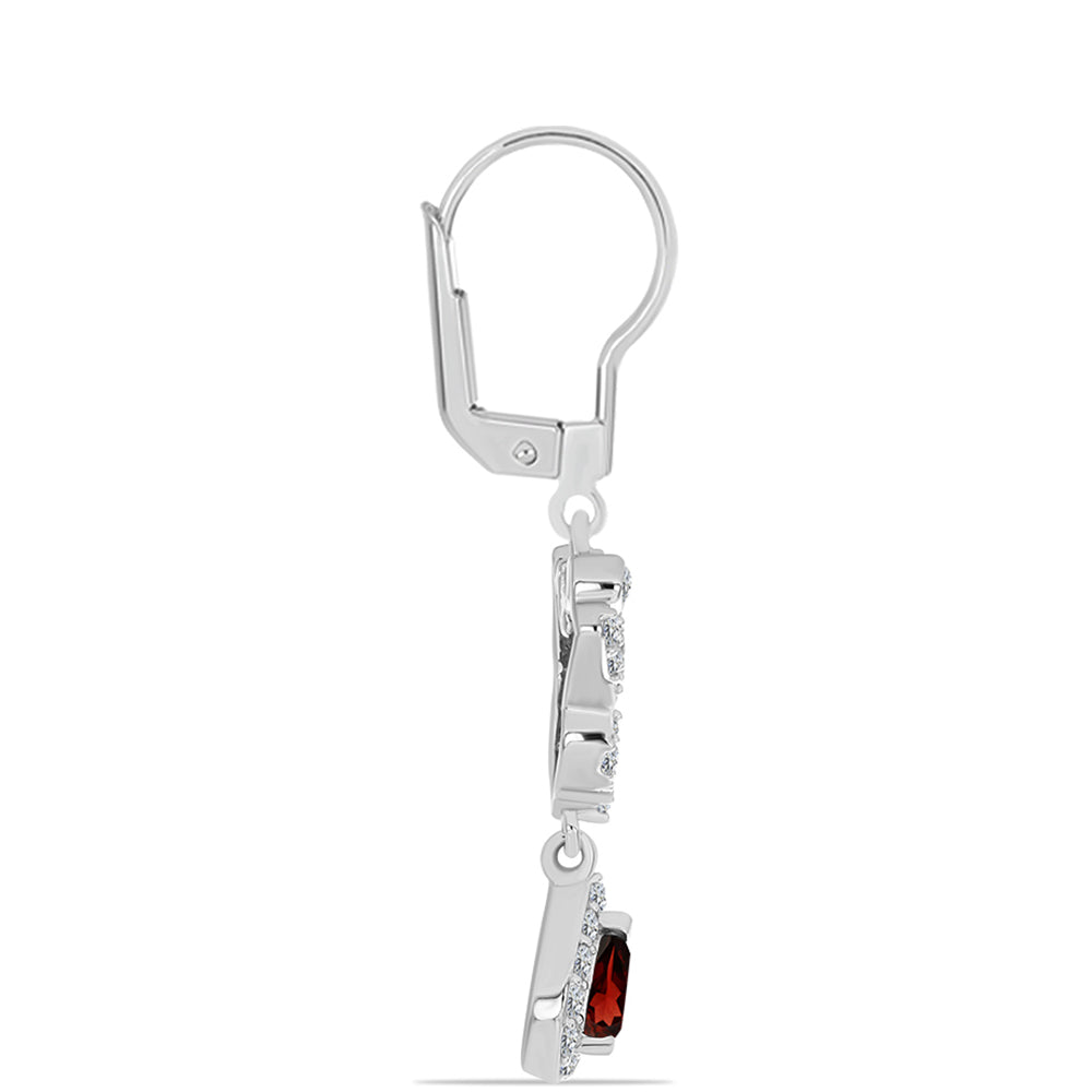 Ezüst Fülbevaló Barton Gránáttal és Fehér Topázzal 2 