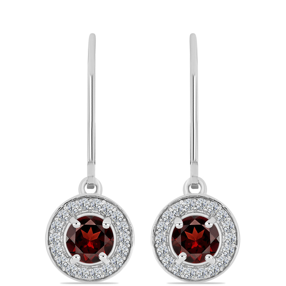 Ezüst Fülbevaló Barton Gránáttal és Fehér Topázzal 1 