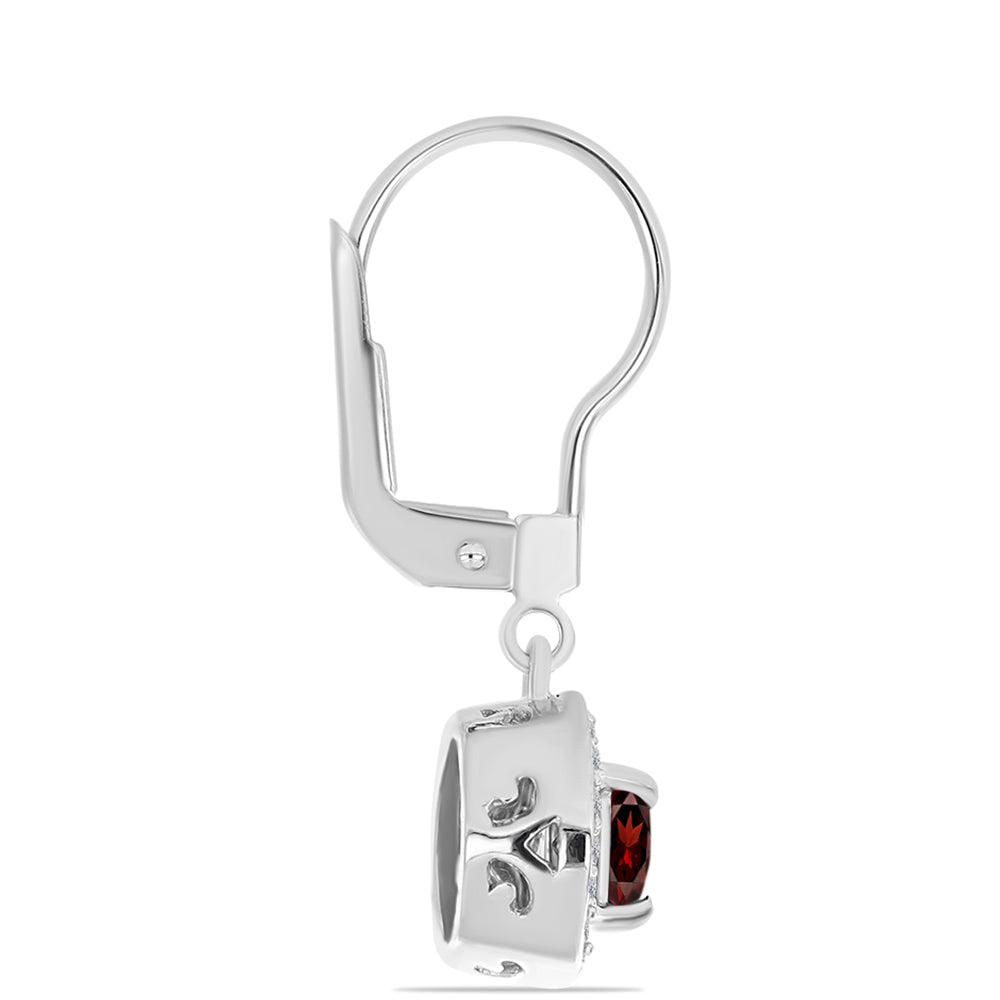 Ezüst Fülbevaló Barton Gránáttal és Fehér Topázzal