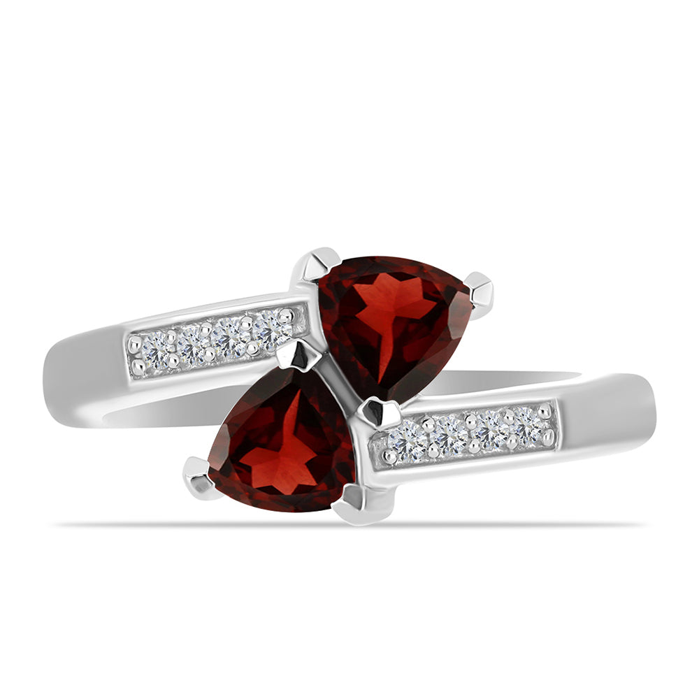 Ezüst Gyűrű Barton Gránáttal és Fehér Topázzal 1 