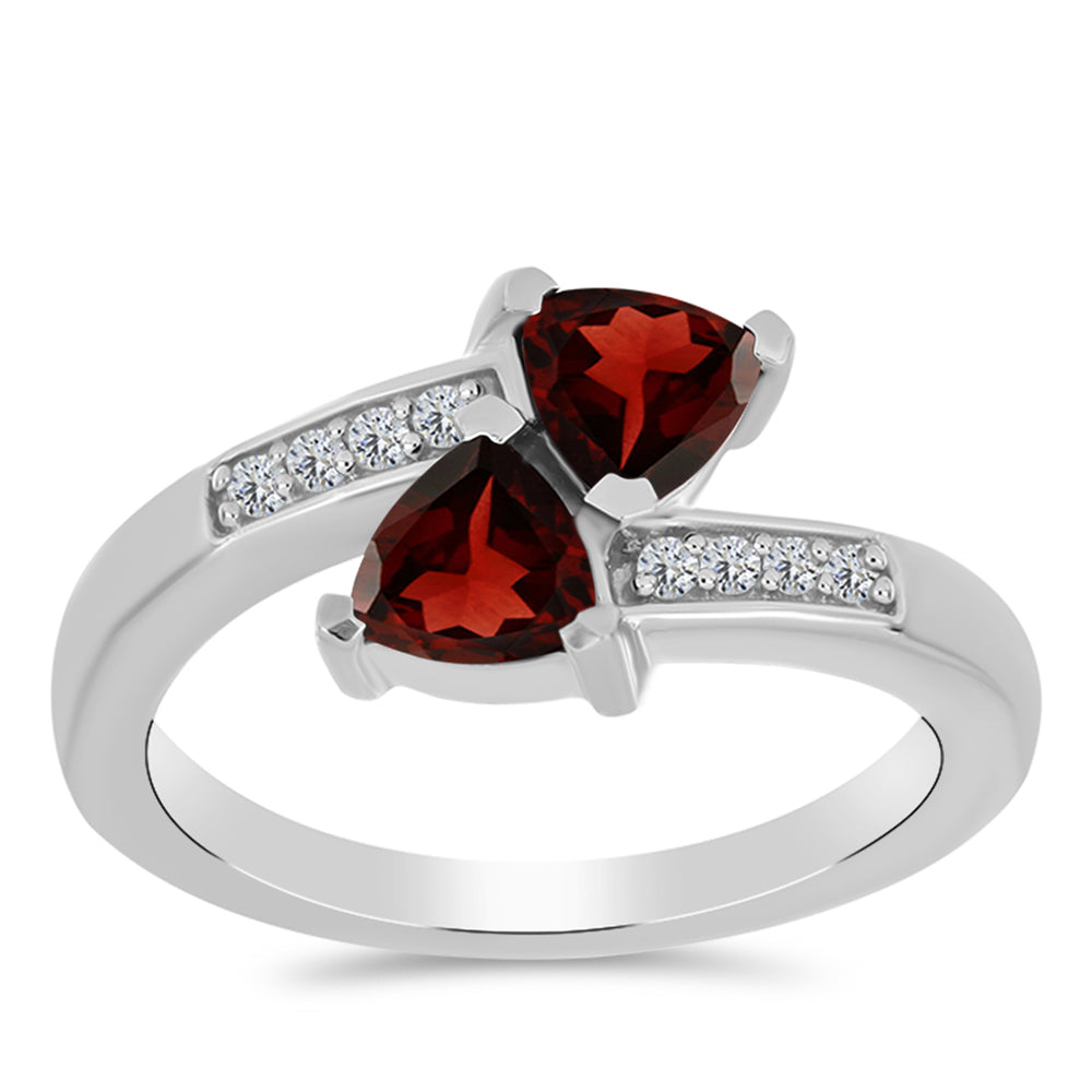 Ezüst Gyűrű Barton Gránáttal és Fehér Topázzal 3 