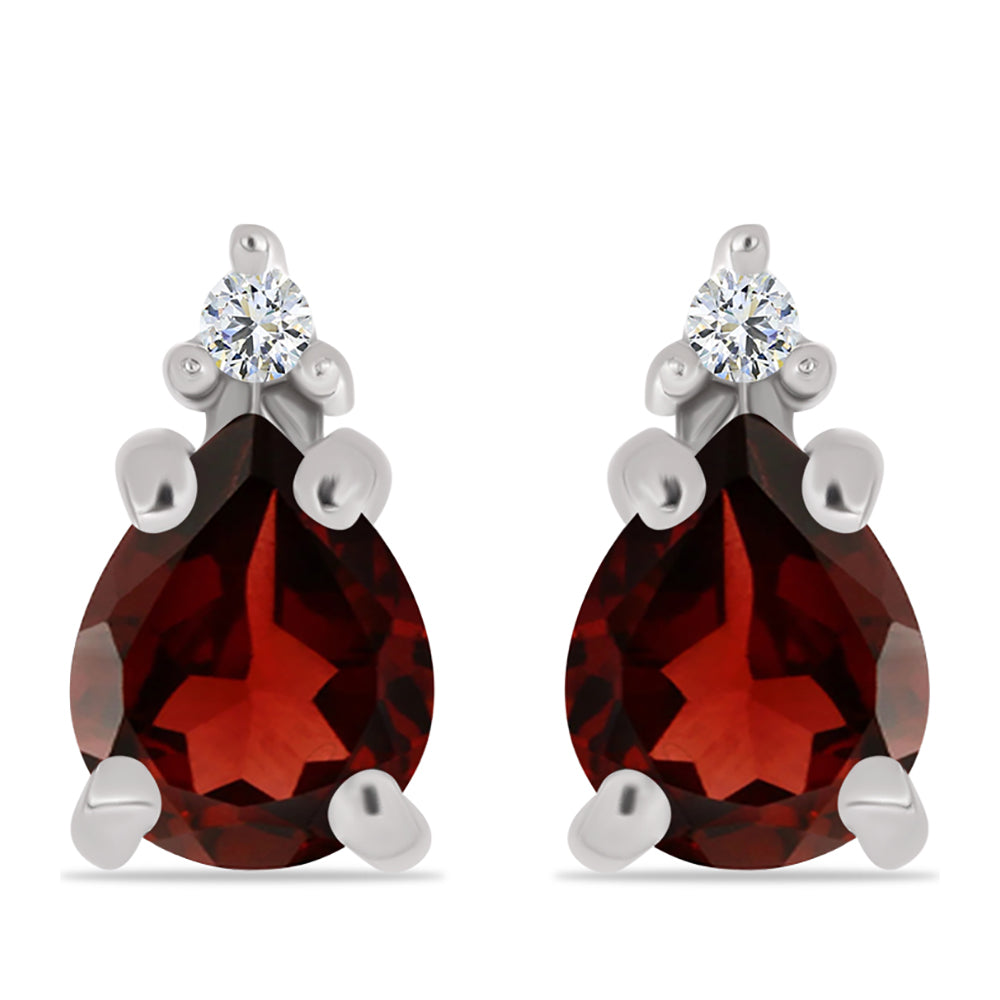 Ezüst Fülbevaló Barton Gránáttal és Fehér Topázzal