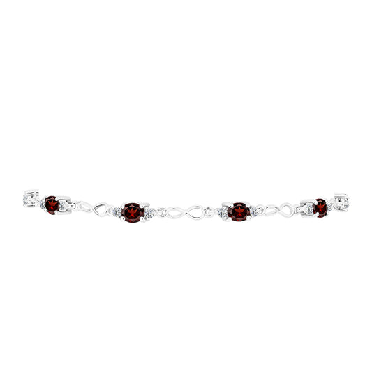Ezüst Karkötő Barton Gránáttal és Fehér Topázzal