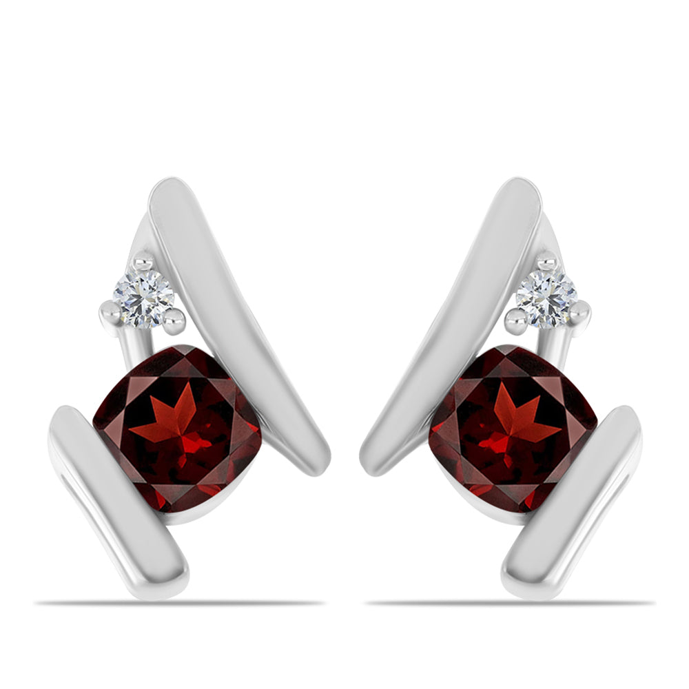 Ezüst Fülbevaló Barton Gránáttal és Fehér Topázzal 1 