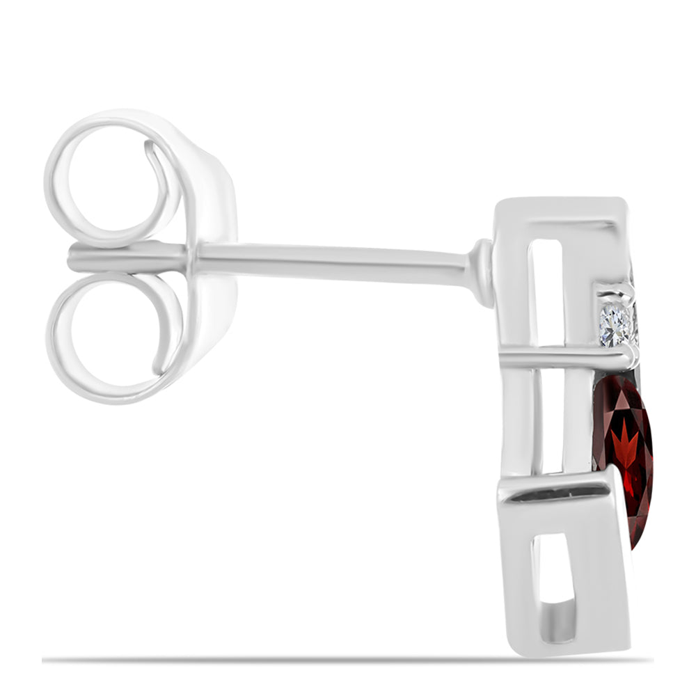 Ezüst Fülbevaló Barton Gránáttal és Fehér Topázzal 2 
