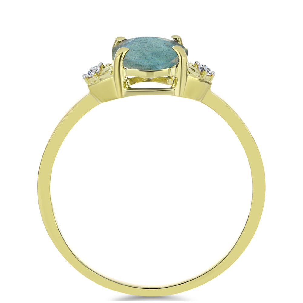 Arannyal Bevont Ezüst Gyűrű Labradorittal és Fehér Topázzal 2 