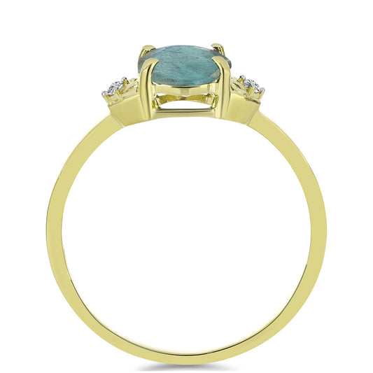 Arannyal Bevont Ezüst Gyűrű Labradorittal és Fehér Topázzal