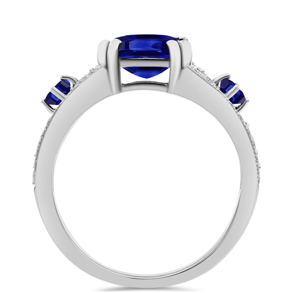 Ezüst Gyűrű Ausztrál Kék Zafírral és Fehér Topázzal