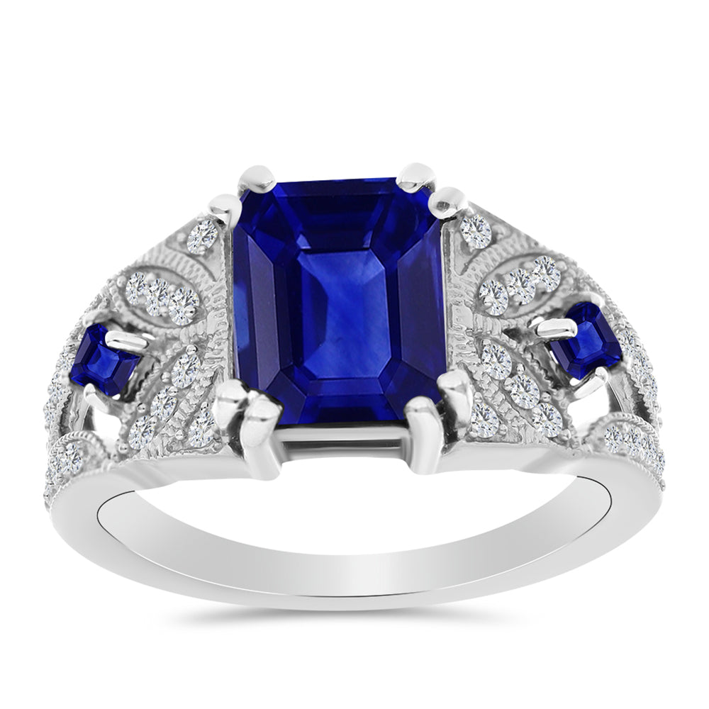 Ezüst Gyűrű Ausztrál Kék Zafírral és Fehér Topázzal 3 