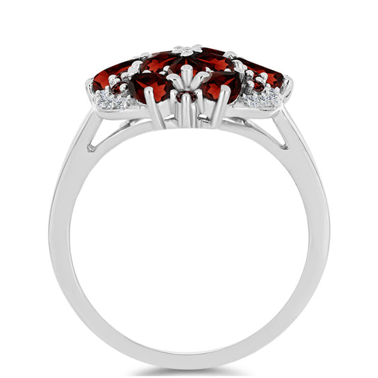 Ezüst Gyűrű Barton Gránáttal és Fehér Topázzal