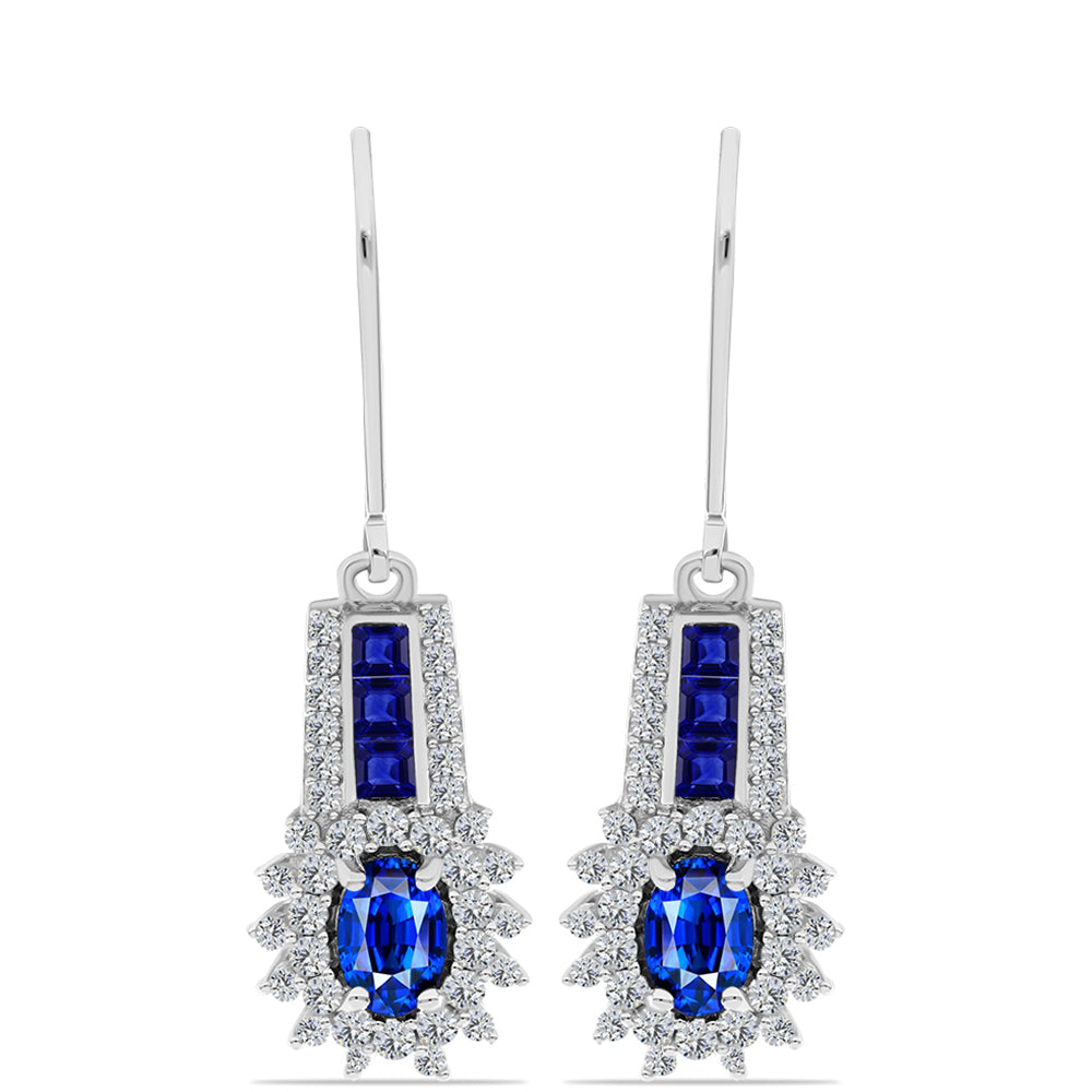 Ezüst Fülbevaló Ausztrál Kék Zafírral és Fehér Topázzal 1 