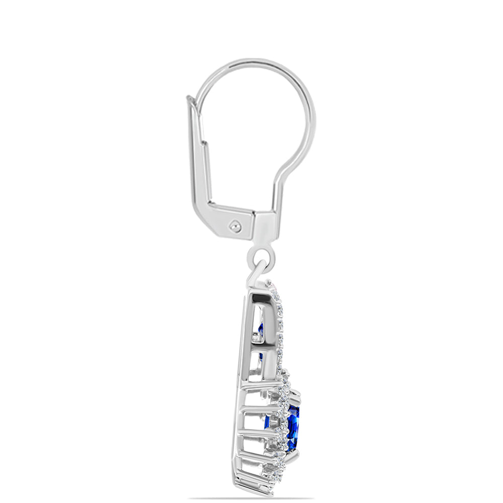 Ezüst Fülbevaló Ausztrál Kék Zafírral és Fehér Topázzal