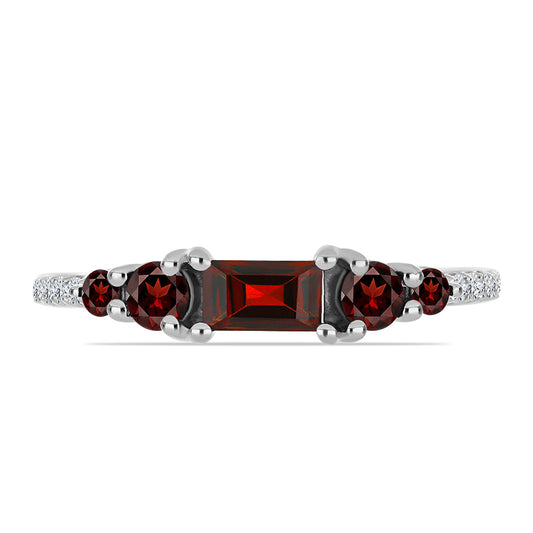 Ezüst Gyűrű Barton Gránáttal és Fehér Topázzal