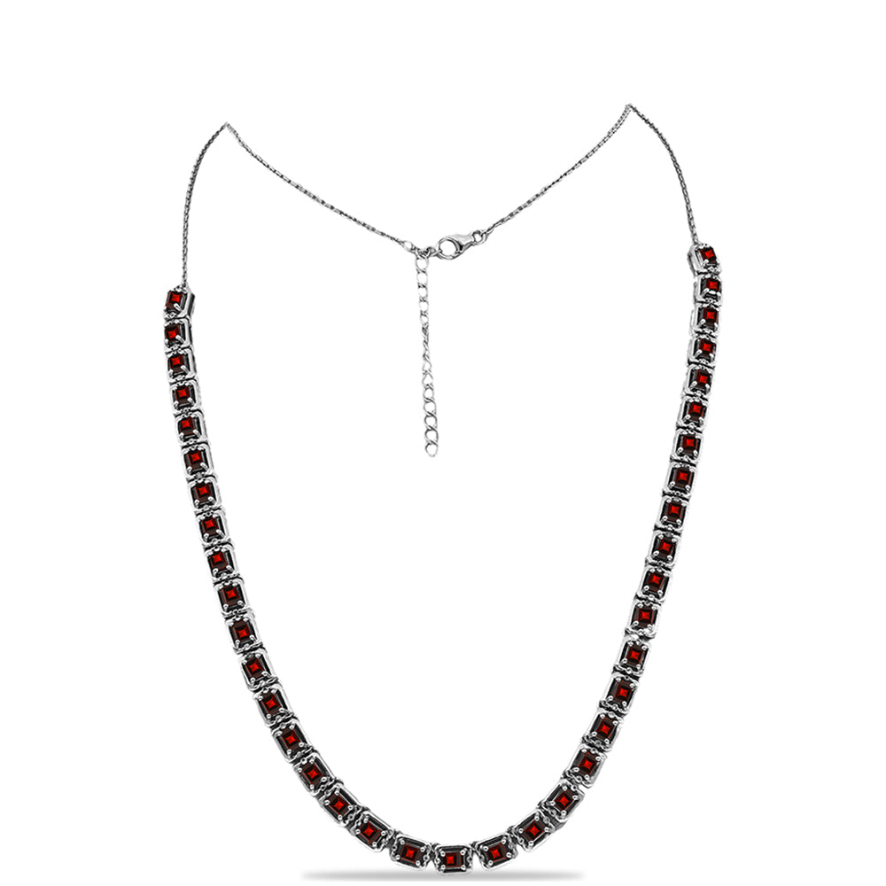 Ezüst Nyaklánc Barton Gránáttal és Fehér Topázzal
