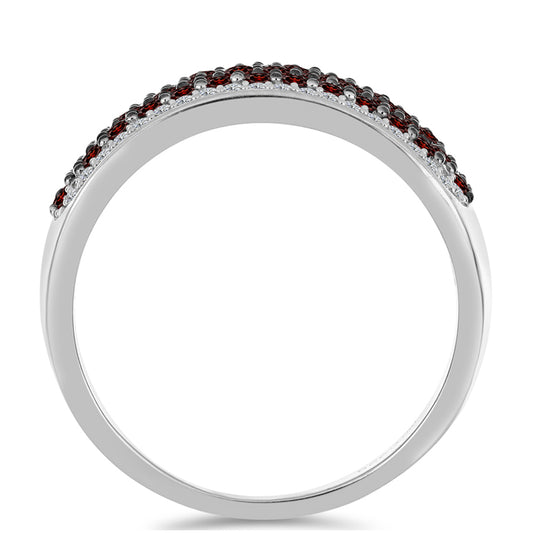 Ezüst Gyűrű Barton Gránáttal és Fehér Topázzal