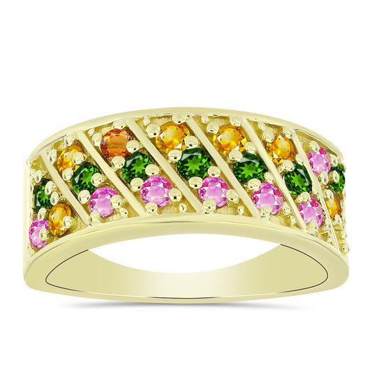 Arannyal Bevont Ezüst Gyűrű Csakra Tourmalinnal