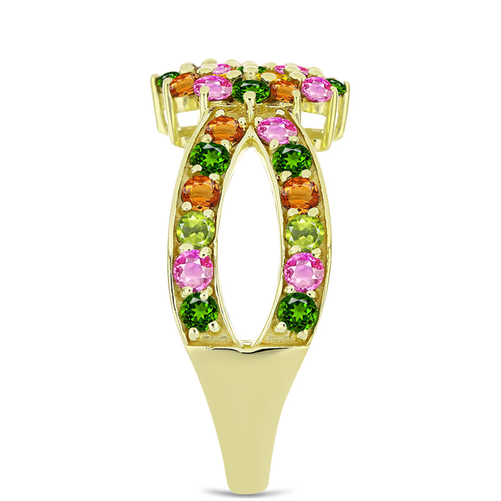 Arannyal Bevont Ezüst Gyűrű Csakra Tourmalinnal