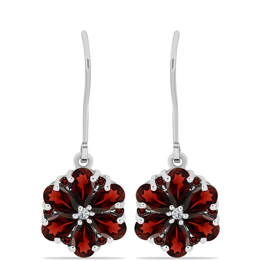 Ezüst Fülbevaló Barton Gránáttal és Fehér Topázzal 1 